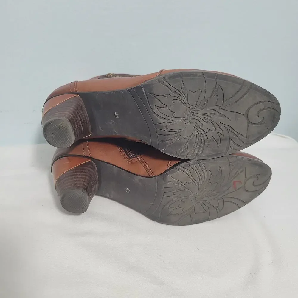 L'Artiste Belgard Bootie In Brown Hand Painted Leather & Embossed Suede Size 41 - Picture 5 of 7